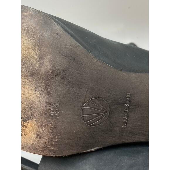 COCLICO Women's Black Leather Square Peep-Toe Heeled Sandals SZ 38.5(US8.5) - Picture 10 of 11